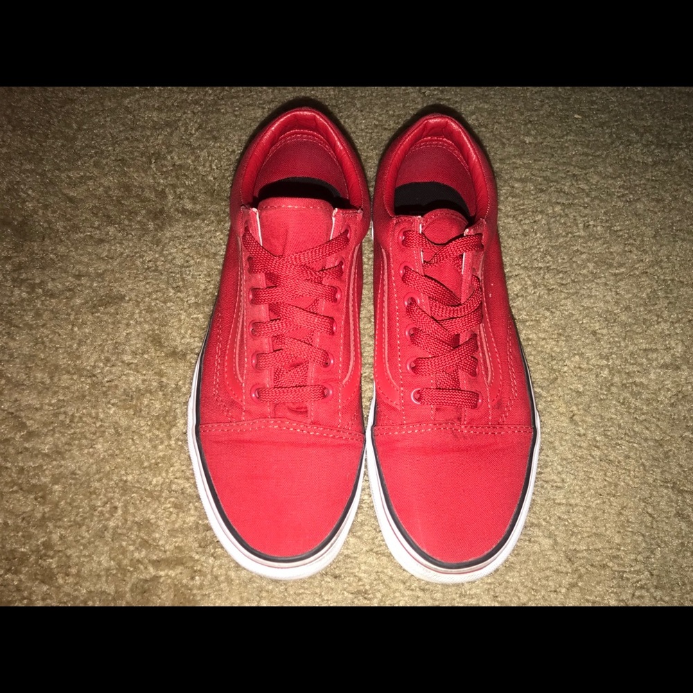 Custom all red vans size women’s 7.5